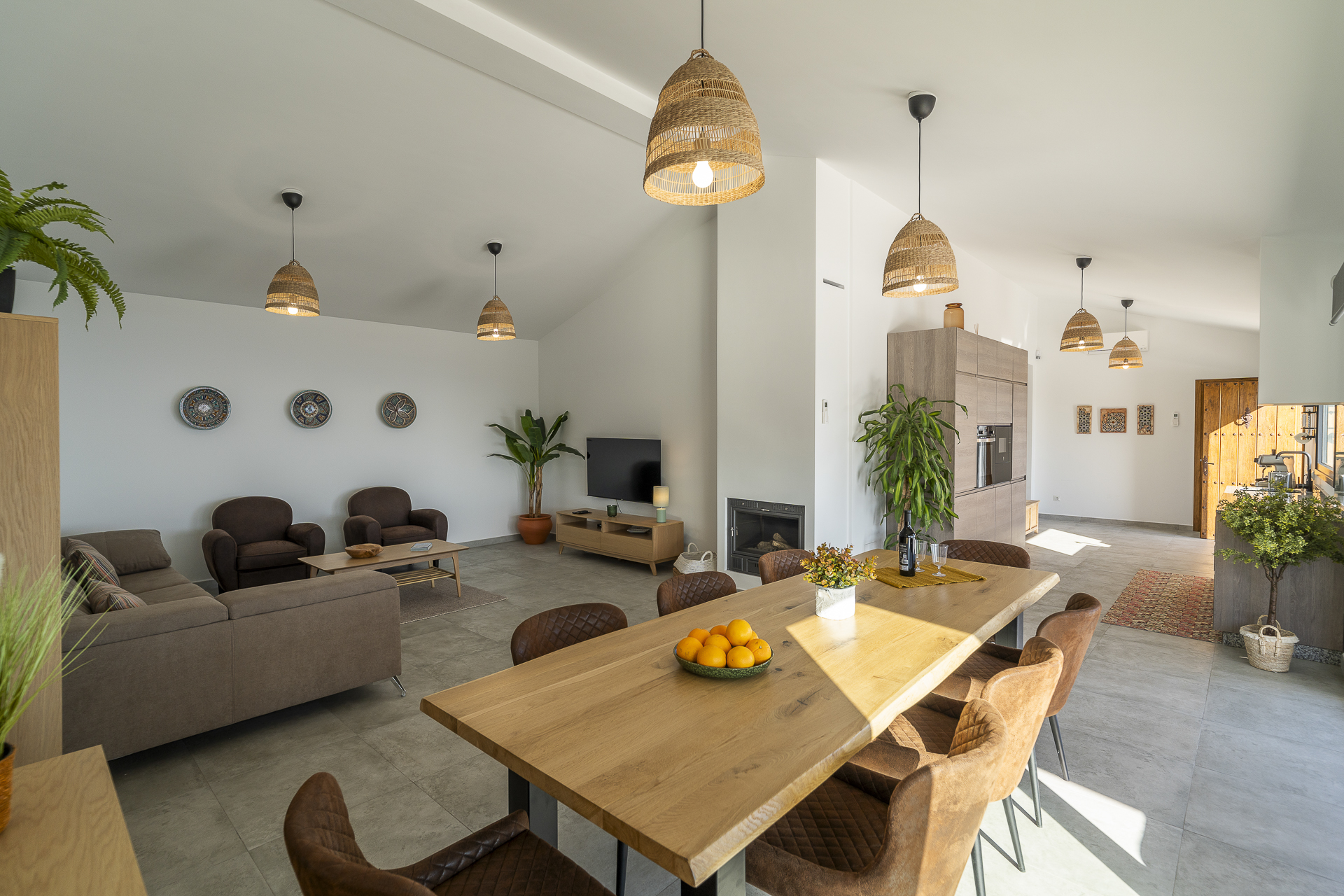 Open plan living, dining and kitchen